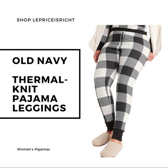 Old Navy Other - Old Navy Matching Printed Thermal-Knit Pajama Leggings, Black Buffalo Plaid, XXL